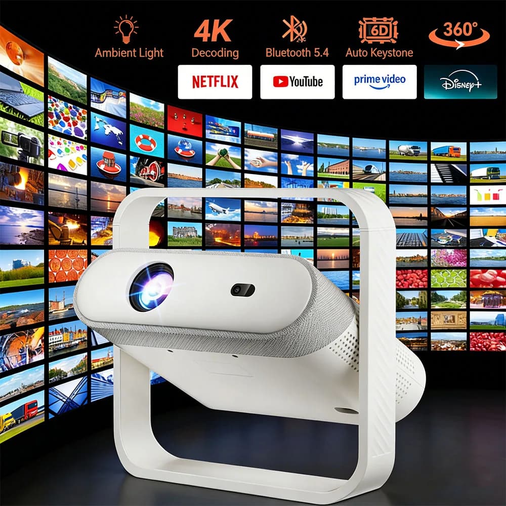 New Portable LCD 2026 4K HD Native 1080P 375 ANSI Wifi Android Smart TV with Dolby Audio Support for Open Cinema