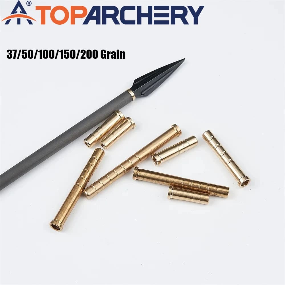 6 pezzi Tiro con l'arco Freccia Inserto in rame Collegare per ID 6.2mm Freccia in carbonio Albero 37/50/100/150/200sGrain Accessori per la caccia