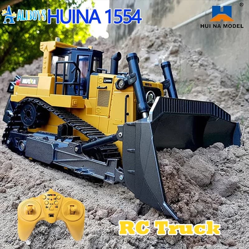 HUINA 1554 1/16 RC Auto Giocattolo Camion Bulldozer telecomandato Trattore in lega Ingegneria Modello di auto Giocattoli per ragazzi Regali per bambini
