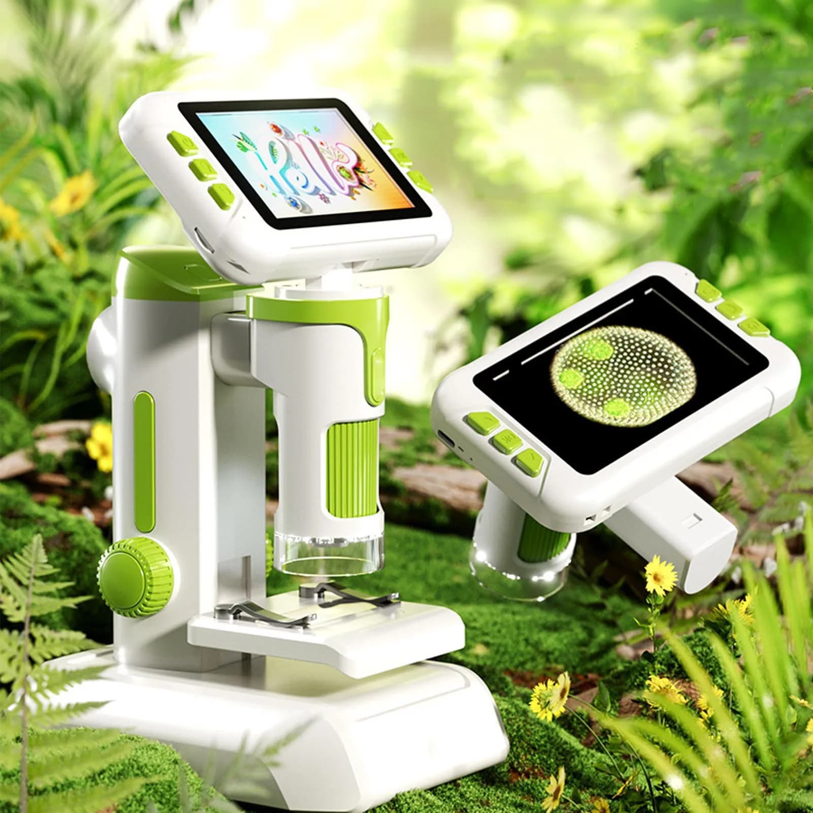 Microscopio per bambini Microscopio digitale da tavolo portatile con schermo LCD da 4 pollici 1600X con luce a LED per l'educazione Microscopio digitale per bambini