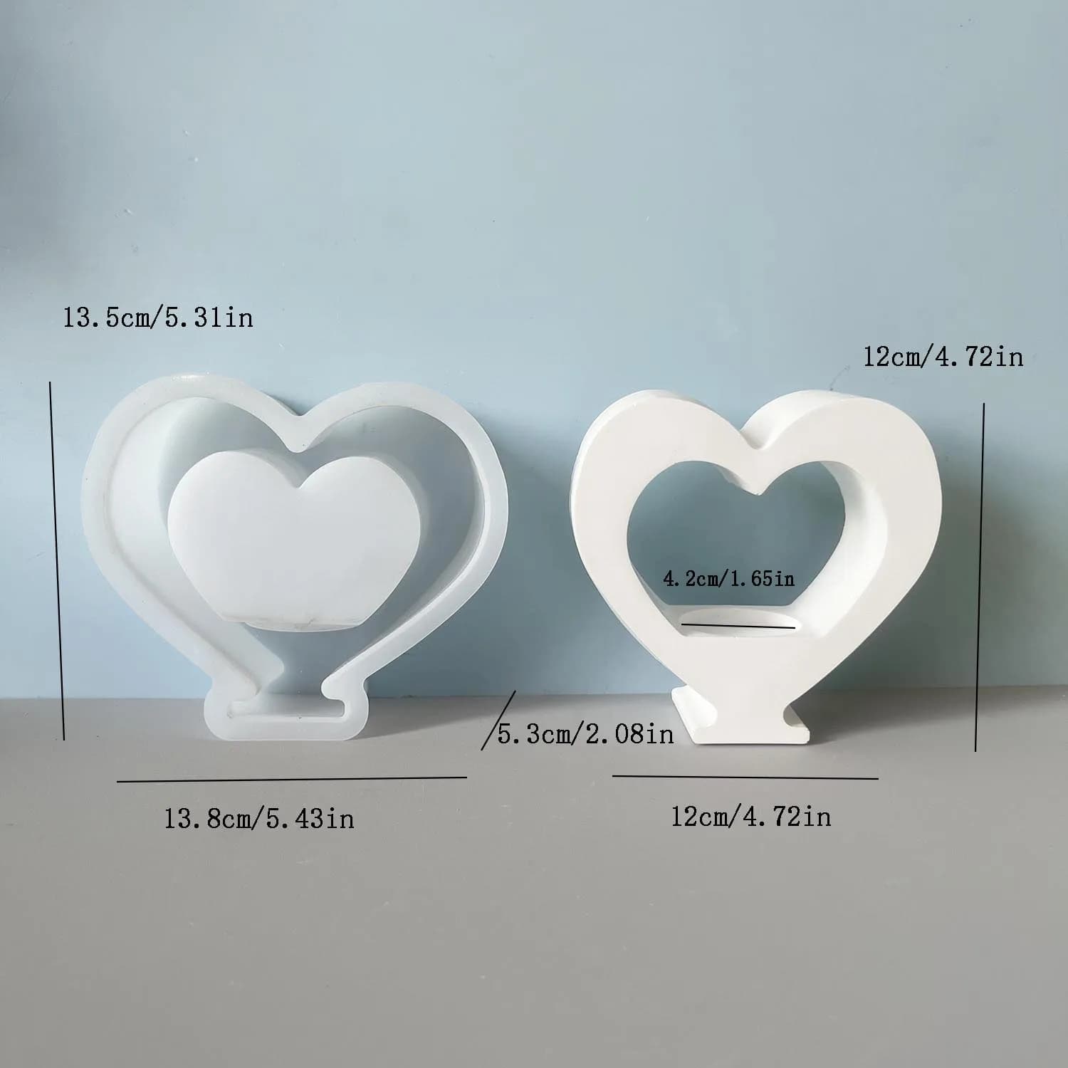 1pc Heart-shaped Tea Lamp Candlestick Silicone Mold Heart-shaped Decorative Item Gypsum Mold Valentine's Day Gift