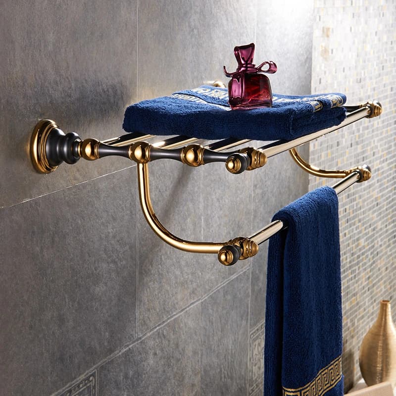 Hardware per il bagno in ottone massiccio Scaffale europeo robusto portasciugamani resistente all'usura Portabicchieri antiruggine per il bagno