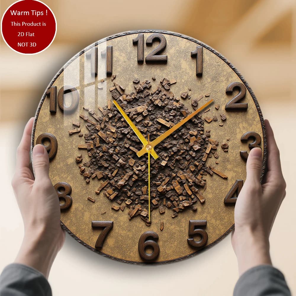 Tempered Glass Wall Clock Broken watch with fragmented dial, suitable for wall decorations or table displays everywhere
