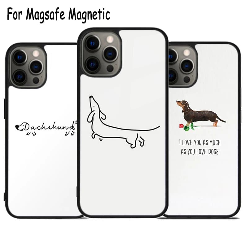 Bassotto Salsiccia arte Carica Cassa Del Telefono Per iPhone 17 Air 15 16 16e 14 13 11 12 Pro Max Plus Magsafe Copertura Del Respingente Magnetico