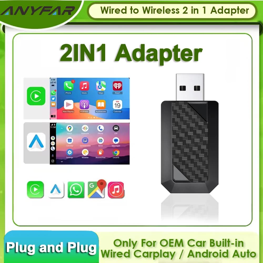 USB 2in1 CarPlay Android Car Convert wireless cable to mini smart plug and play stereo for car OEM