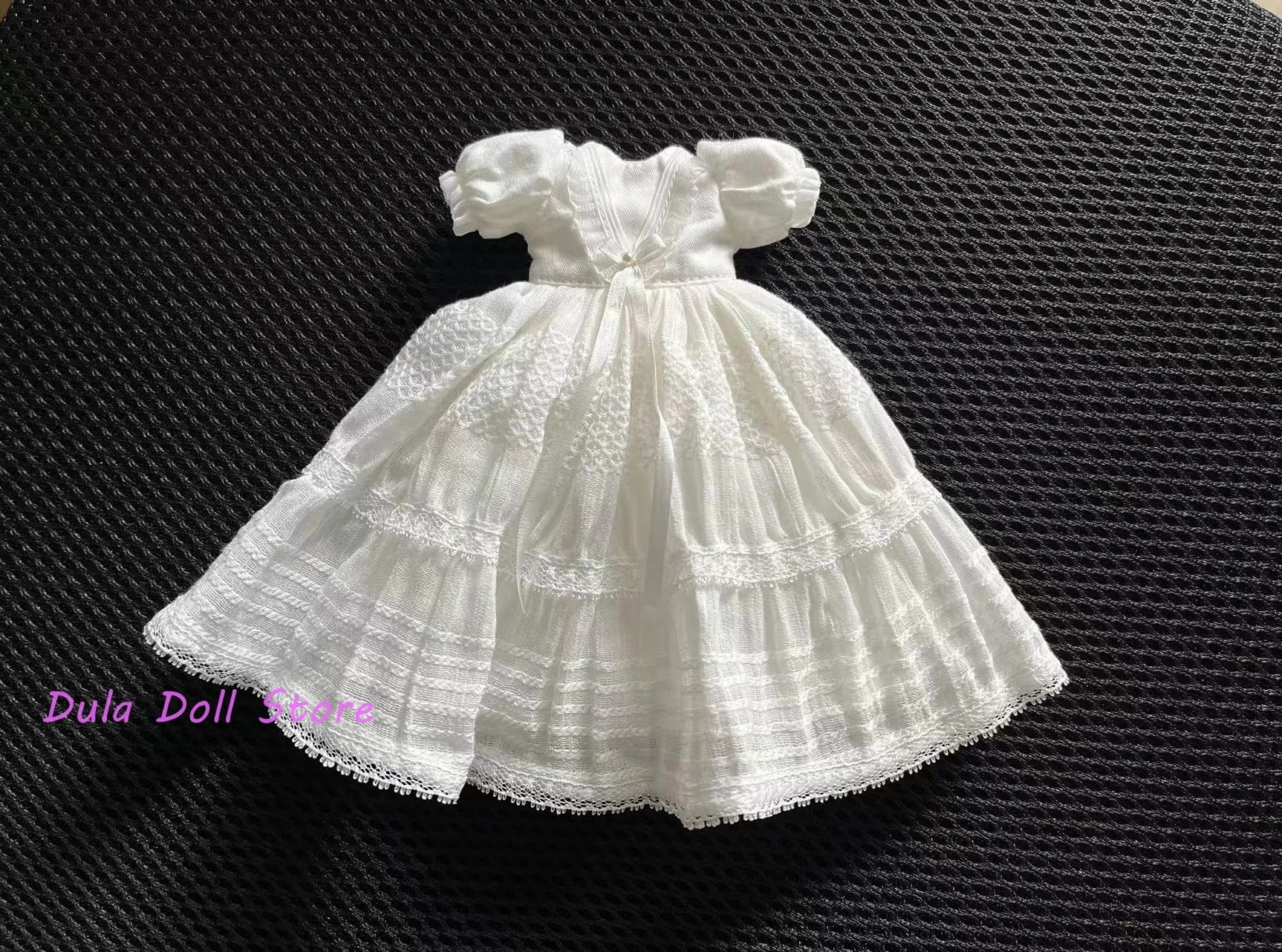 2026 (Offerta Speciale) Vestito Bianco Estivo a Maniche Corte con Doppia Gonna per Bambole Blythe OB24