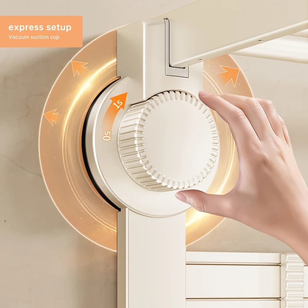 1 Modern White Wall-mounted Towel Rack with Hooks, Easy To Install with Suction Cups, Space-saving Aluminum Design, No Drilling