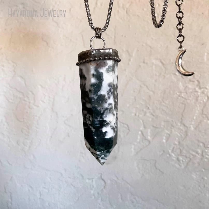 10 pezzi di diaspro massiccio collana di cristallo pietra preziosa torre pendolo talismano obelisco gotico strega boho festival gioielli cosplay
