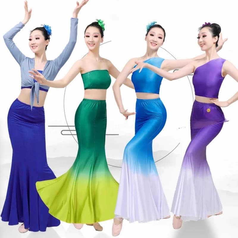 Gonna da Pratica per Donne, Costume per Danza Etnica, Gonna con Coda per Esami Artistici, Dr Tai Faion