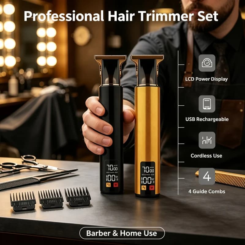 Retro T9 Professional Hair Clipper/Accessories for Men USB Fast Charging Beard Body Hair Trimmer Precision Electric Shaver