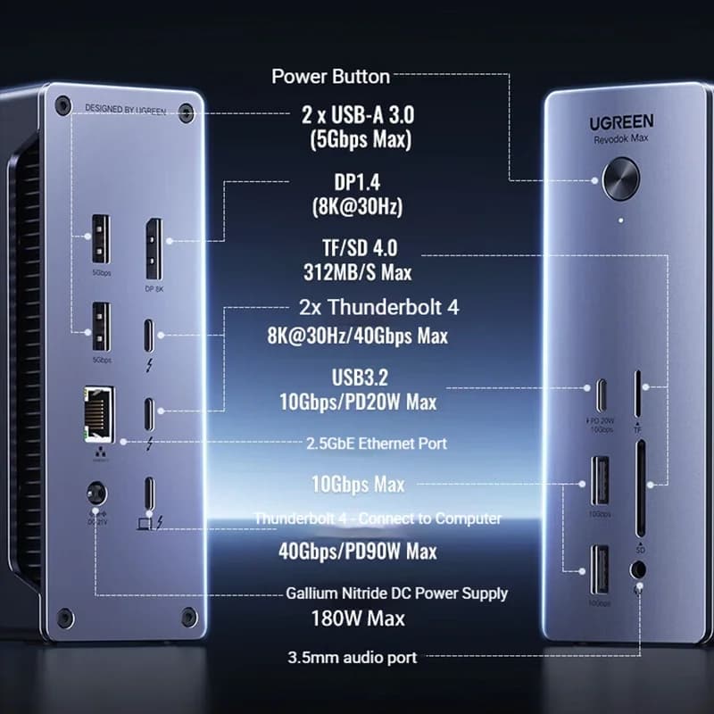 UGREEN U710 Thunderbolt-4 Docking Station Multifunctional docking station 8K Triple Display Type C 2 5G Ethernet Port
