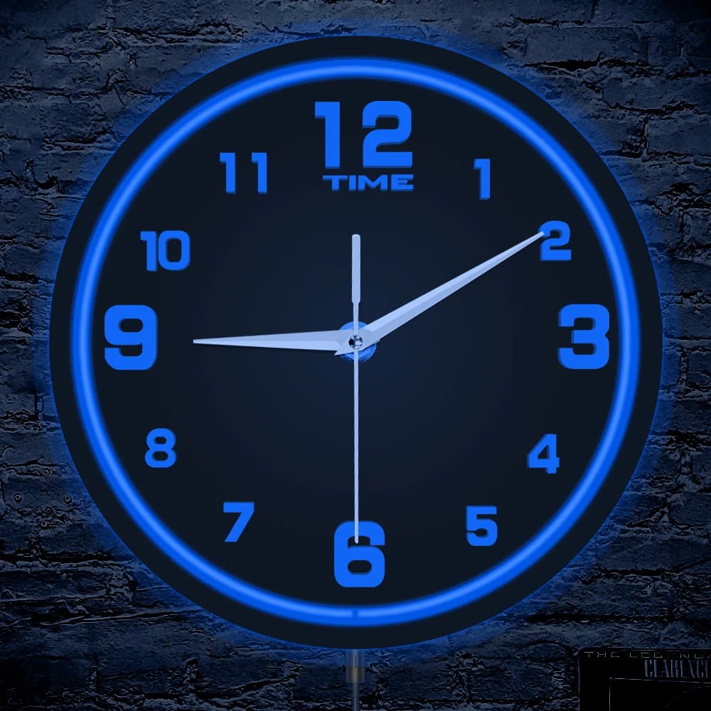 Arabic Numeral LED Neon Glowing Wall Clock for Minimalist Home Office Contemporary Art Decor Luminous Night Light Wall Clock