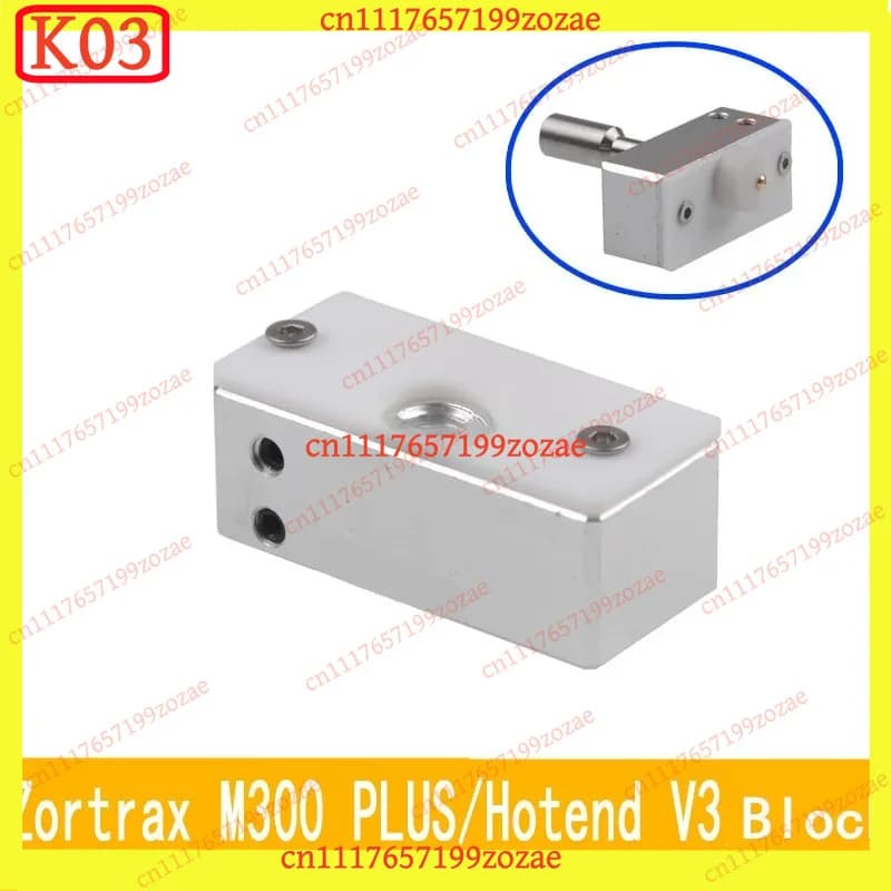 k03 Universal Hotend V3 Heater Block Aluminum Alloy with Shim for Zortrax M200 Plus M300 Plus 3D Printer Spare Parts