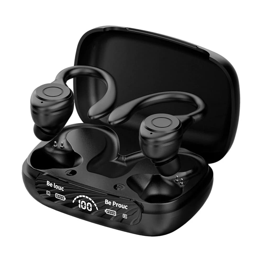 Auricolari wireless con gancio per l'orecchio, compatibili con Bluetooth 5.3, auricolari sportivi per la corsa (nero)