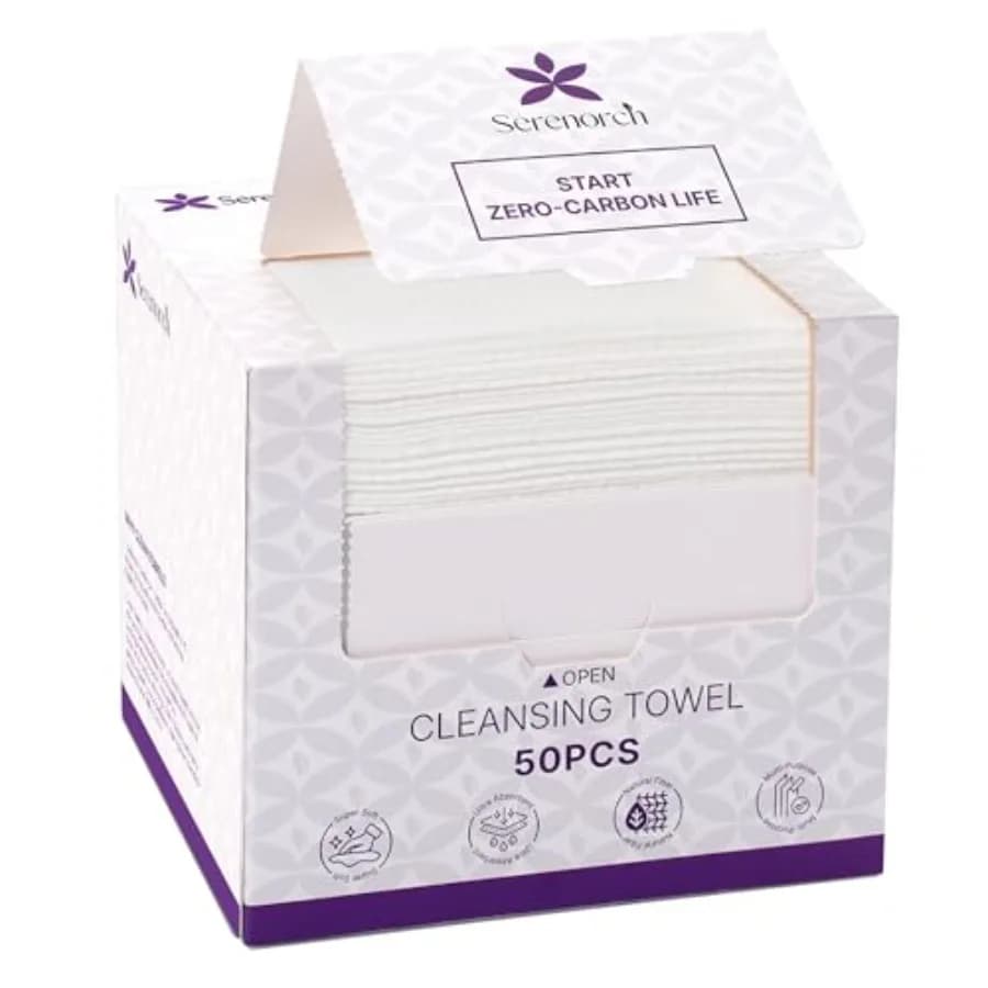 Salviette Viso Monouso 50 Pezzi XL 25x30 cm Ultra Spesse, Panni Detergenti Morbidi Biodegradabili per Pelli Sensibili