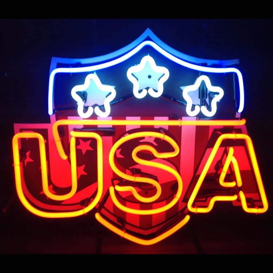Neon Sign Light 10 Kv per USA Flag Bar Iconic Sign Neon acrilico verniciato Board Room Hotel Decor lampade da parete estetiche con luce al Neon