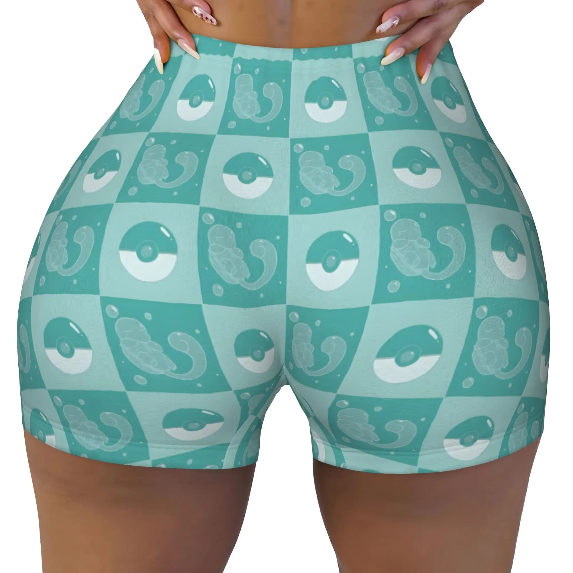 Custom S-Squirtles Gym Volleyball Biker Shorts Women's Anime Workout Yoga Shorts