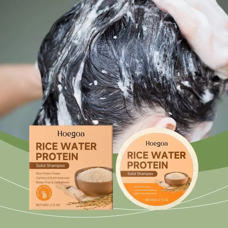 Saponetta per Capelli al Riso da 60g, Senza Olio, Condizionante, con Proteine di Acqua di Riso, Nutriente, Anticaduta e Stimolante della Crescita dei Capelli