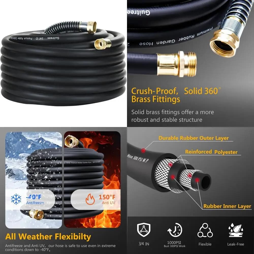 75-foot 3/4 resistant garden pipe with 200 psi working pressure, 1000 psi burst, suitable for hot and cold water, five-layer braided