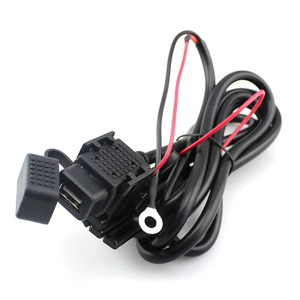 Motorcycle Handlebar Charger 1.83m Cable Motorcycle USB Charger with Inline 5V 2.1A USB Motorcycle Socket for Phone Tablets