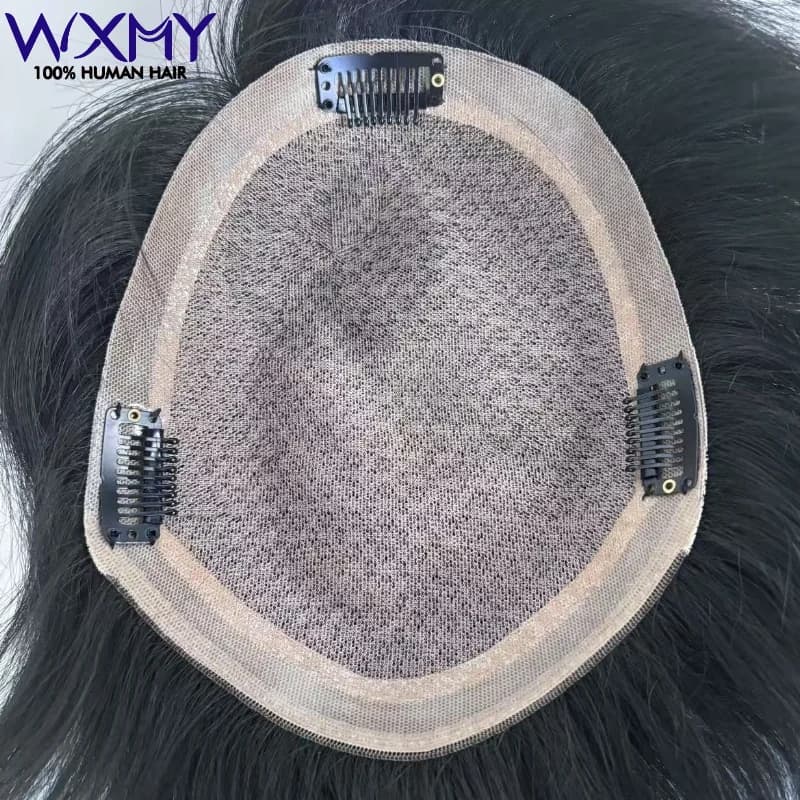 Silk Base With Clip Men's Wig Male Hair Prosthesis Breathable 100% Human Hair For Men System Natural Hair Piece Toupee Men Wig