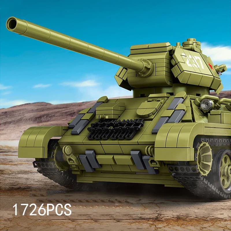 Technical Military Radio 2.4Ghz Remote Control Vehicle World War Soviet Union T-34 Medium Tank Build Block Army Brick RC Toy