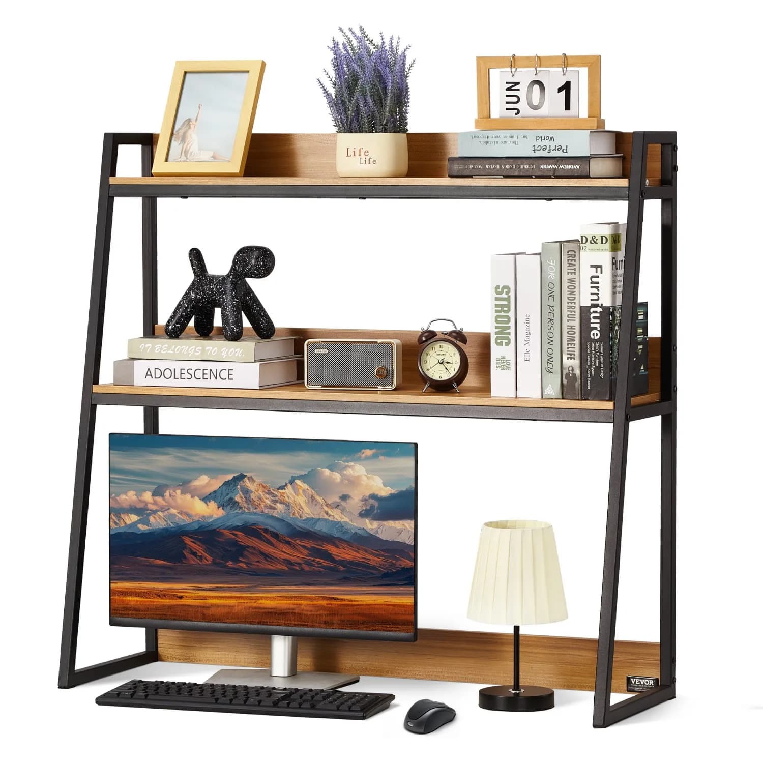 Organizzatore da Scrivania, Scaffale in Legno per Computer, Espositore per Libri
