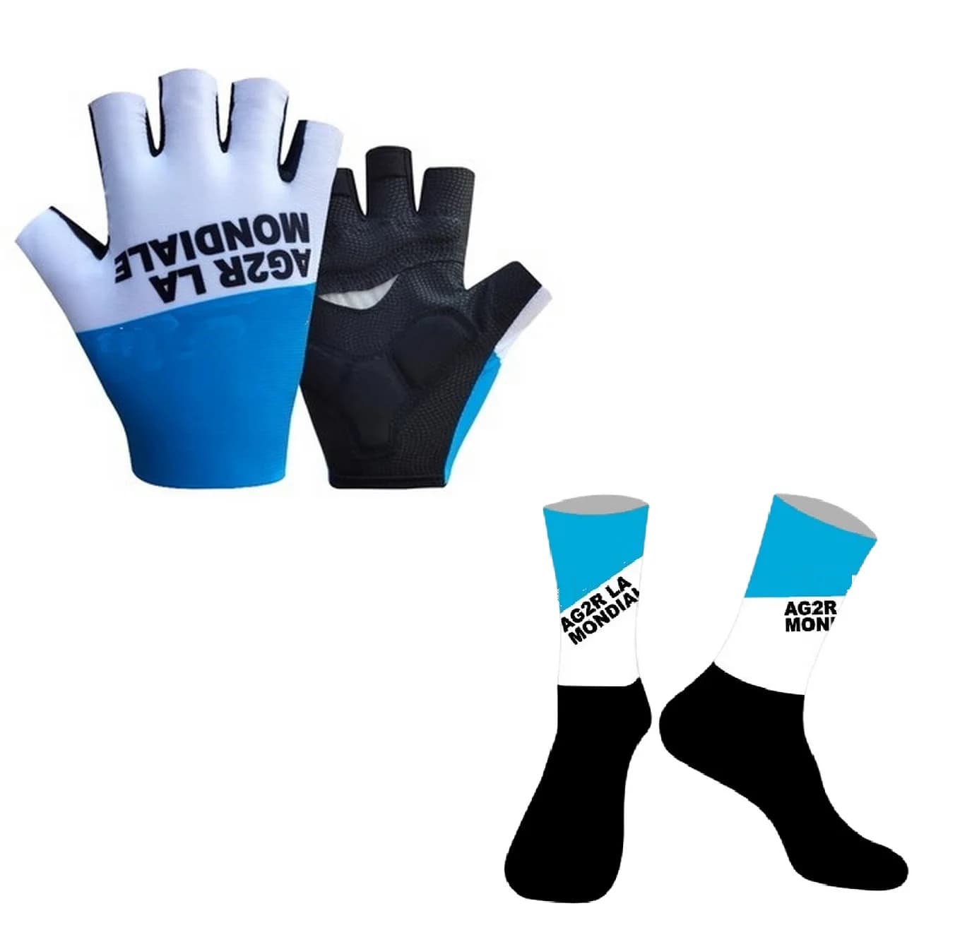 AG2R Team One Pair Half Finger Cycling Gloves /ONE PAIR CYCLING SOCKS