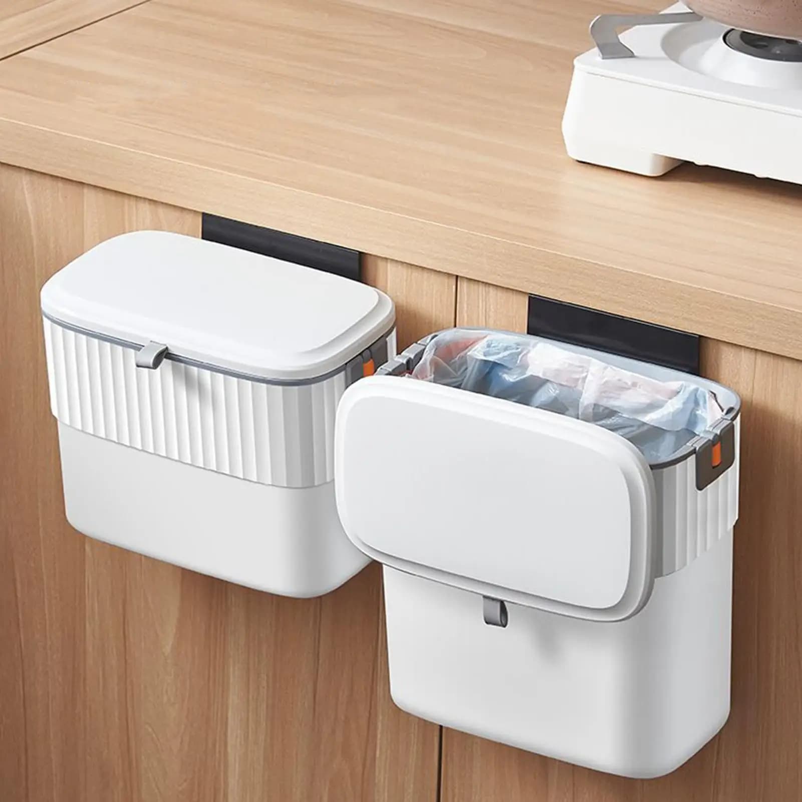 Pattumiera da appendere con coperchio Cestino per rifiuti Cestino per compost da cucina per controsoffitto sotto la scrivania Armadio da bagno per auto da tavolo RV