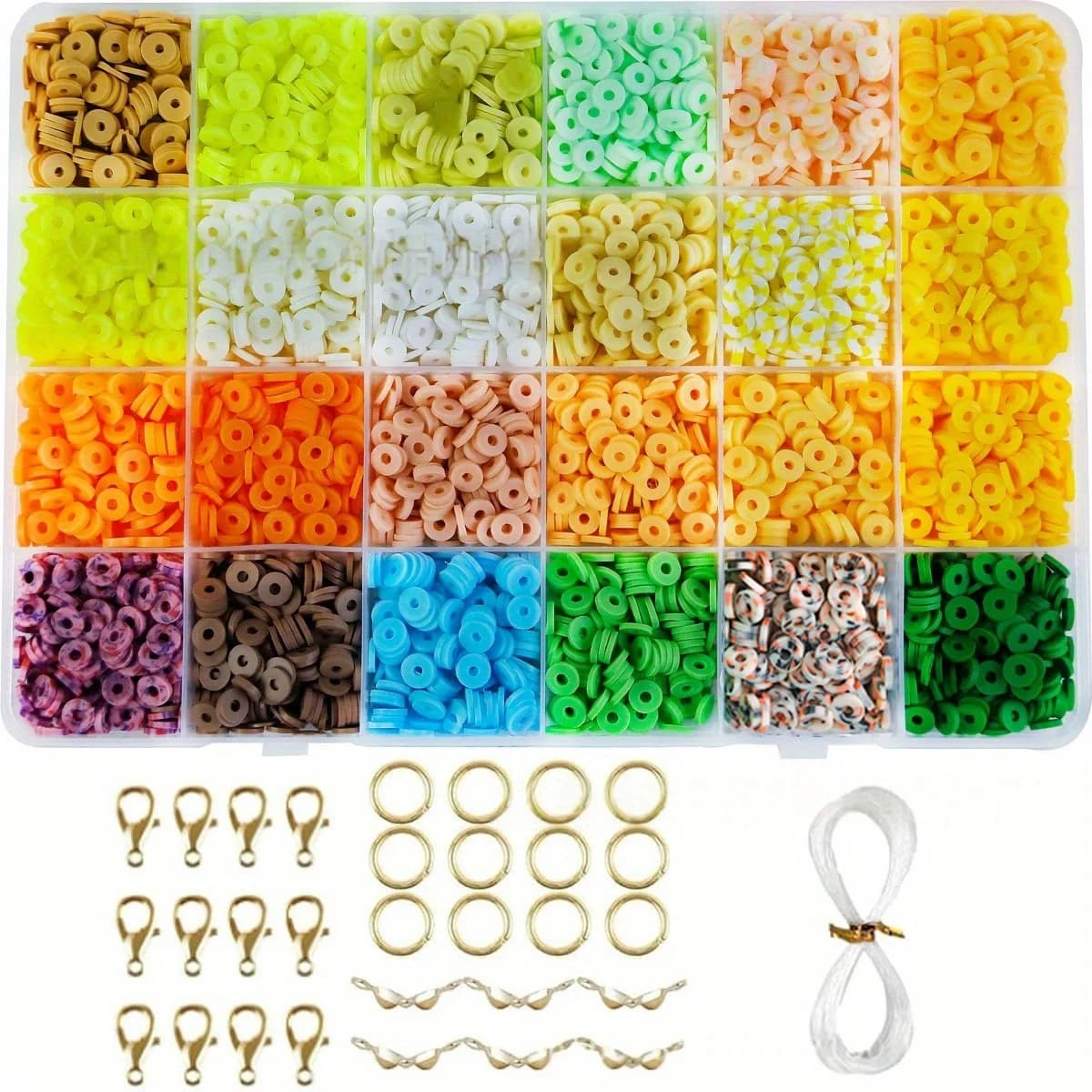 Set di 3600 perline in ceramica morbida con tonalità calde, adatte per braccialetti, gioielli, portachiavi, ciondoli, ecc.