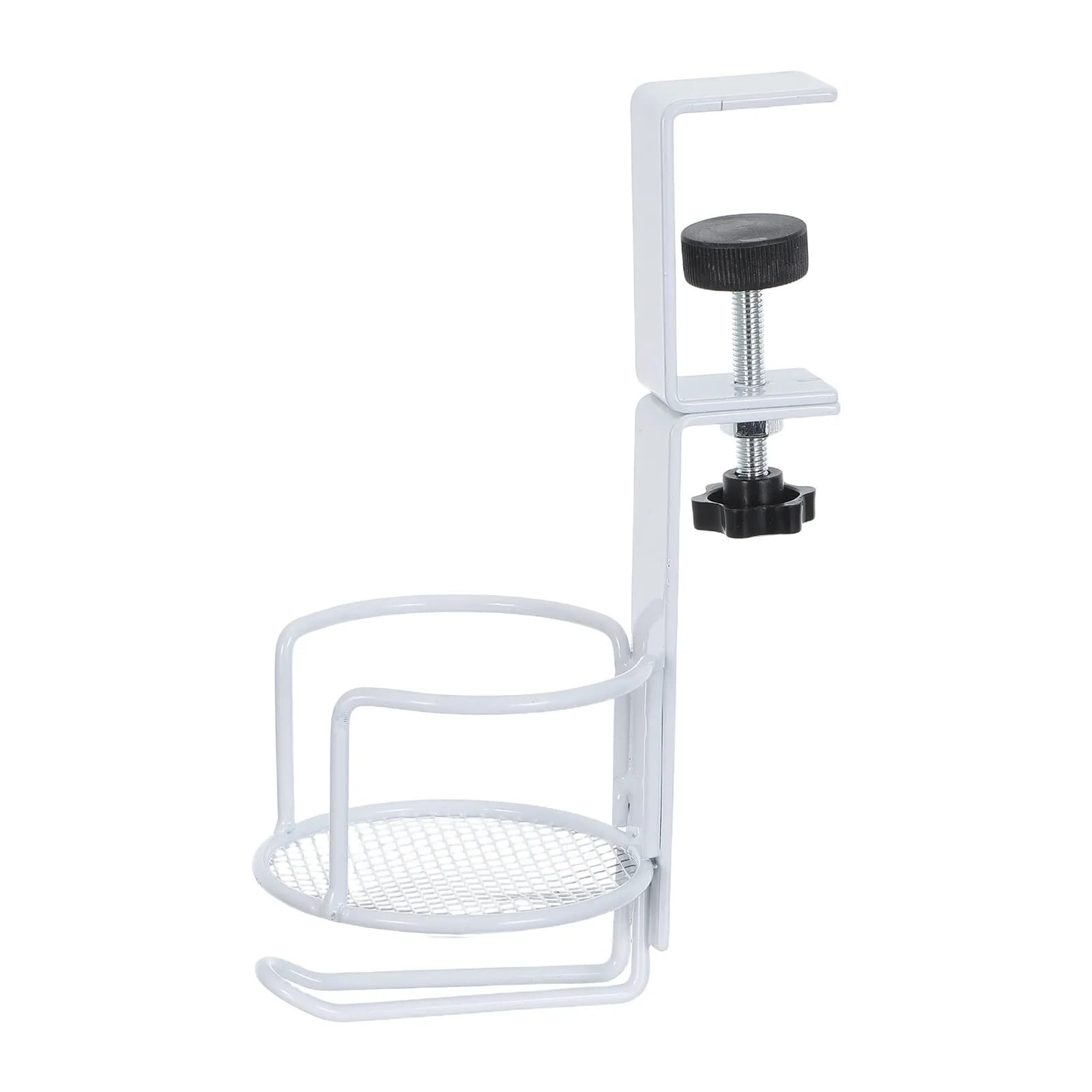 Clip on Desk Cup Holder 2-in-1 Metal Rotating Drink Stand Headphone Hook Office Dorm Gaming Desk Organizer Anti Spill Cup Clamp