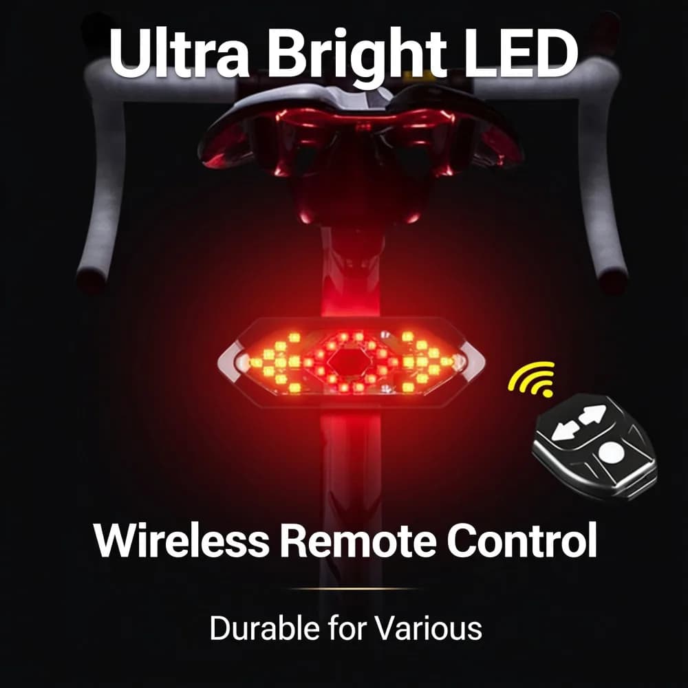 Bike Turn Signal Rear Light Wireless LED USB Rechargeable Tail Lamp Remote Control Warning Light for Bicycle Safety Accessories