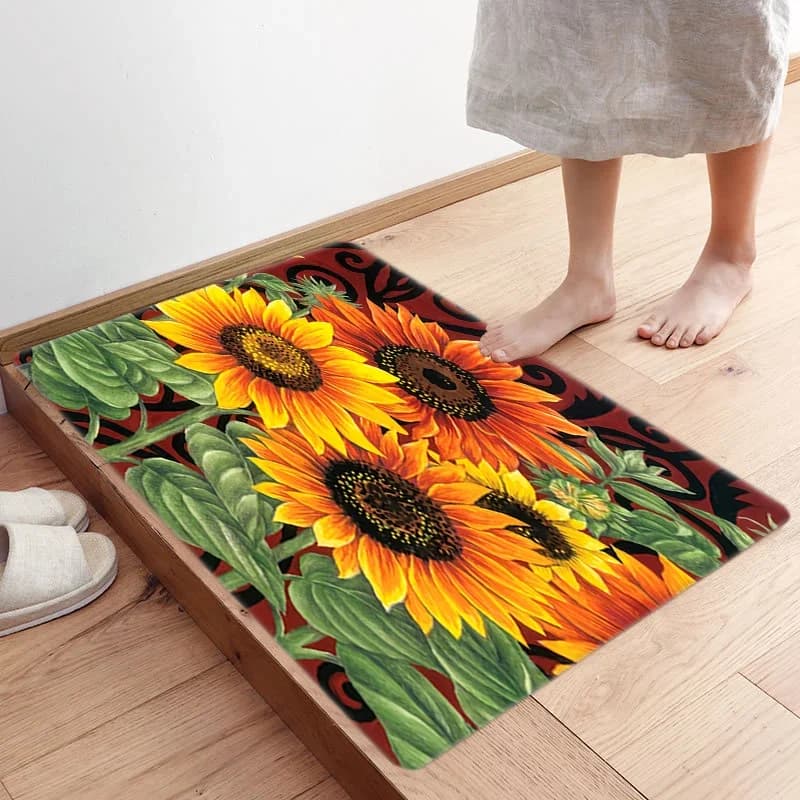 Splendido girasole 3D stampato tappeto lavanderia ingresso zerbino bagno tappetino Halloween decorazioni per la casa balcone morbido tappeto antiscivolo