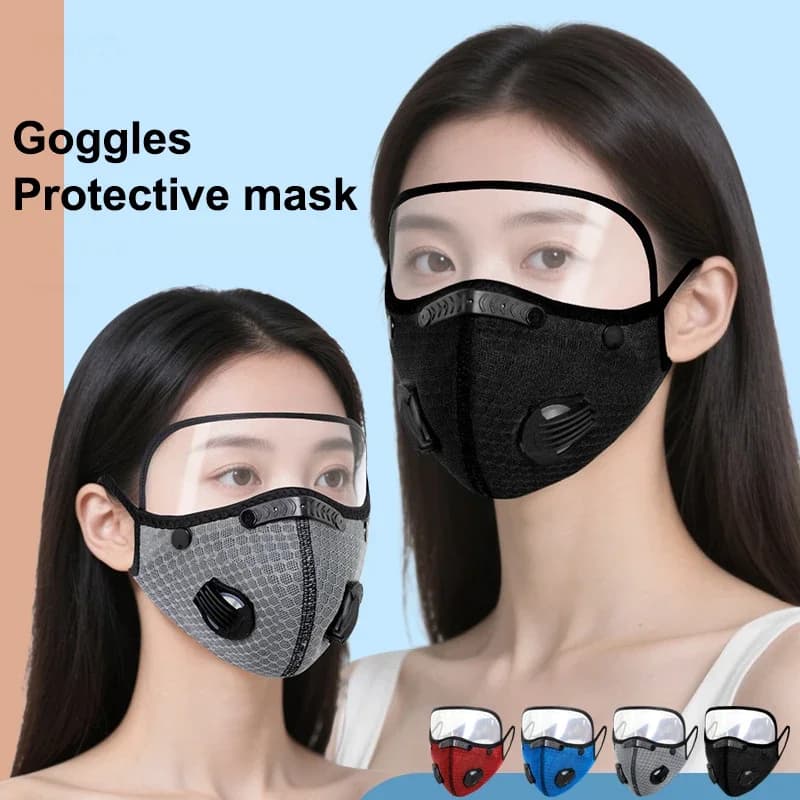 Maschera antipolvere da uomo con filtro al carbonio e copertura degli occhiali, maschera da ciclismo lavabile e bandana