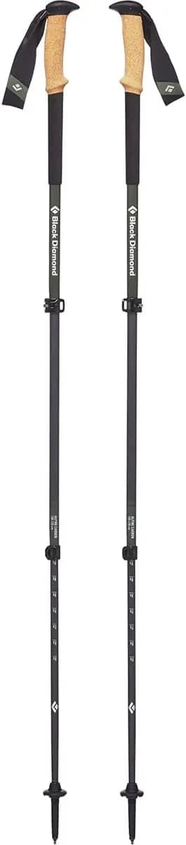 Light Trekking Sticks in Carbon Fiber with Cork Grips and Adjustable Length for Hiking