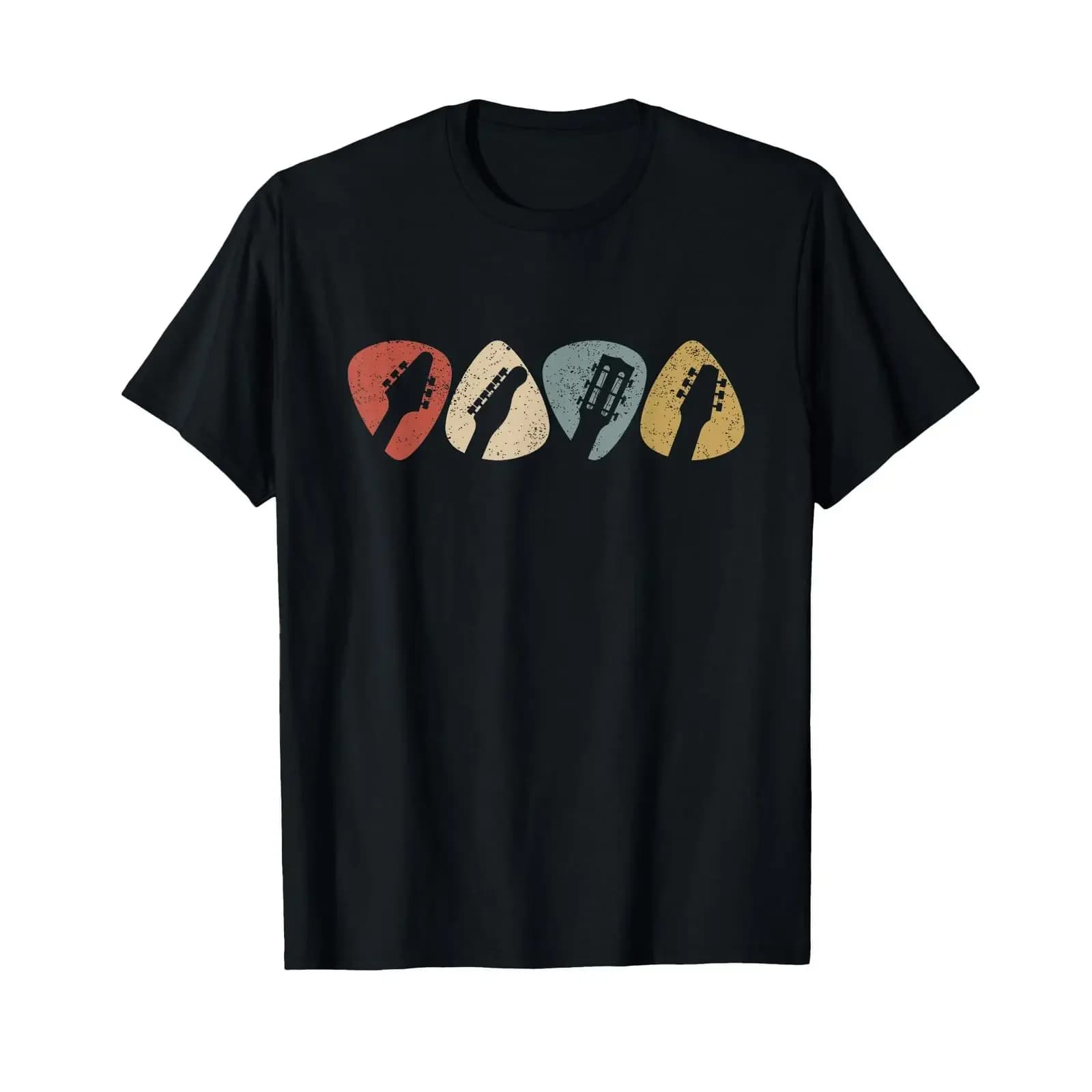 Vintage Guitar Pick Retro Musician T Shirt vintage Washed Stylish fashion designer clothes Soft Breathable Versatile Slightly