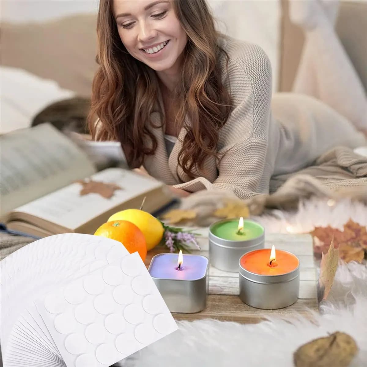HITL 500 Pezzi di Adesivi per Stoppini di Candele 2 mm, Adesivi in Cera, Colla per Stoppini di Candele, Colla Termoresistente Stabile nella Cera Calda