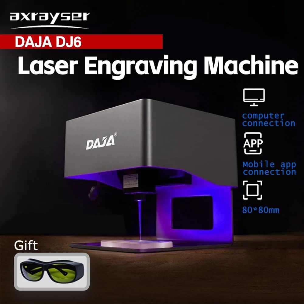 DAJA DJ6 Laser Engraving Machine Fai-da-Te, 3000mW, Quick Printer for Logos, 80x80mm Engraving Area, for Wood and Plastic