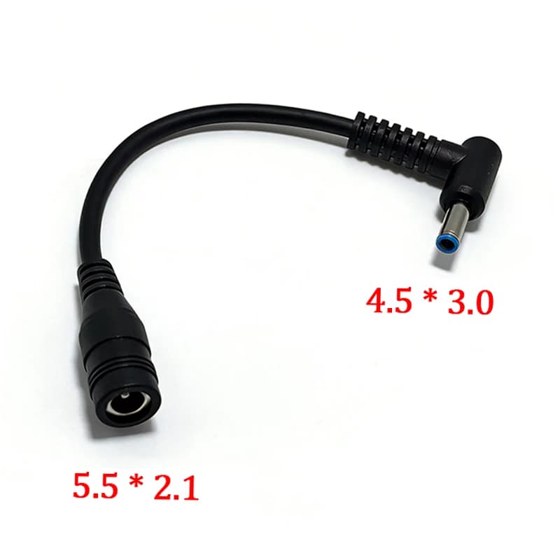 1PCS 5.5*2.1mm A 4.5*3.0mm DC Power Charger Converter Adattatore Cavo Ad Angolo Retto Per HP Dell Blue Tips