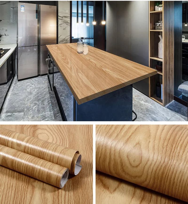 5M/10M Legno PVC Carta da parati Grano Decorazioni per la casa Mobili Adesivo da parete in vinile impermeabile Adesivo autoadesivo per porta dell'armadio da cucina