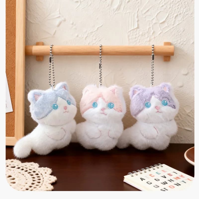Cute Calico Cat Plush Keychain, Bag Charm, Couple Gift Pendant Bag Plush Keychain Phone Car Keyring for Birthday Gift