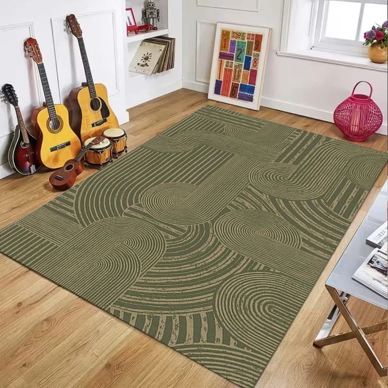 Modern Boho Geometric Arch Striped Area Rug Non-Slip Indoor Floor Mat for Mid Century Minimalist Living Room Bedroom Home Decor