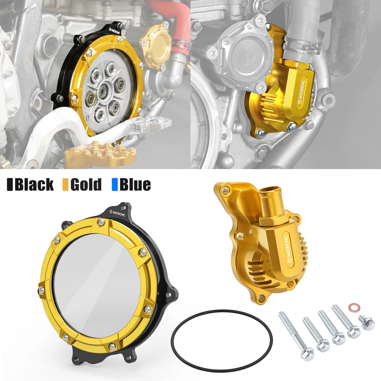 Per Suzuki 2000-2024 DRZ400SM DRZ400 DRZ400E DRZ400S DR-Z 400 400E 400S 400SM Copertura della pompa dell'acqua e protezione trasparente della copertura della frizione