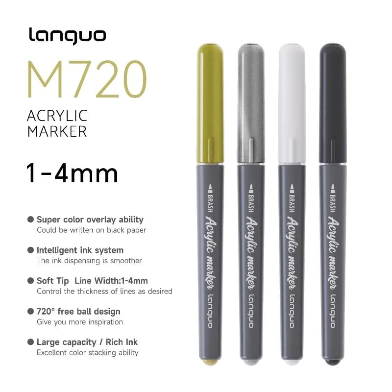 LANGUO 1/5 PCS 4 Colors Direct Liquid Acrylic Marker Paint Pen Set DIY Drawing Painting for Glass Stationery School Art Supplies