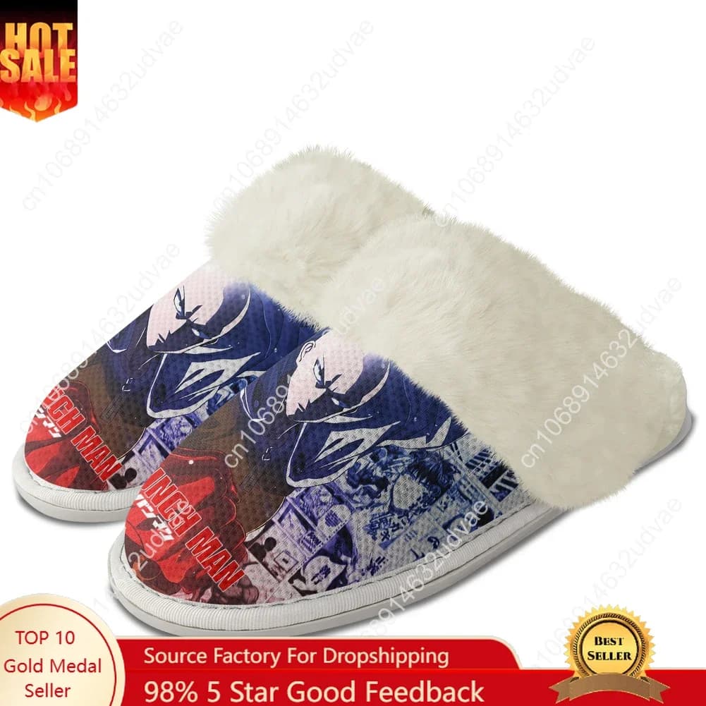 Pantofole Peluche One Punch Man, Scarpe Calde per Uomo e Donna, Pantofole Termiche Personalizzate in Cotone per Casa e Camera da Letto, Leggere e Fai-da-Te