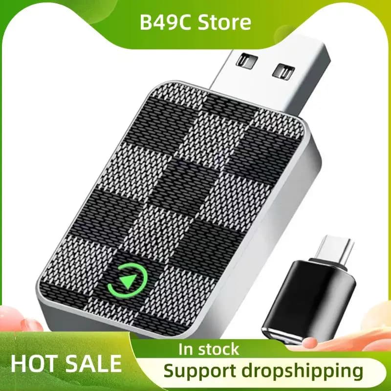 B49C Plug & Play Wireless Carplay Adapter with Wired Connection Iphone Mini Smart Ai Box