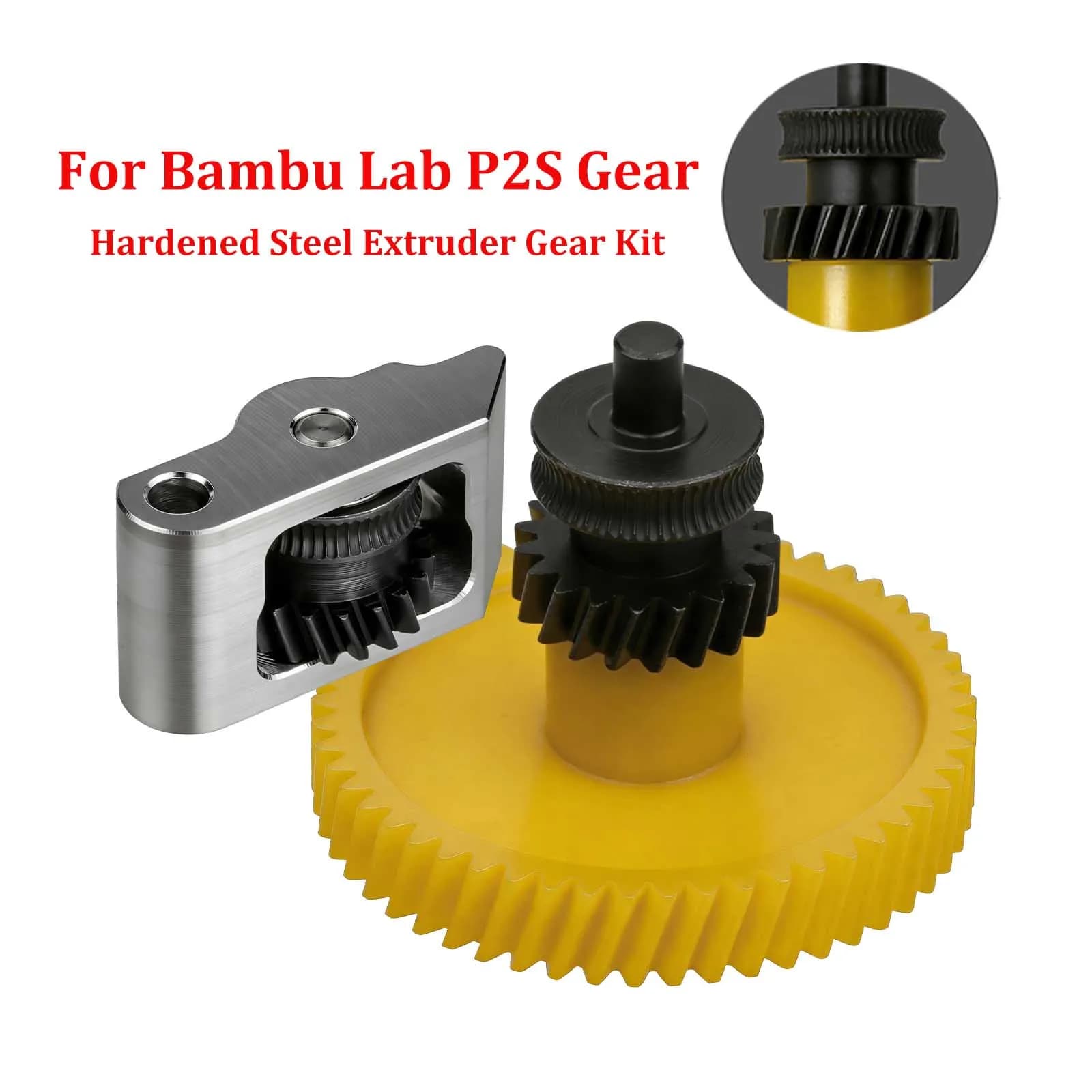 Kit Ingranaggi Estrusore per Bambu Lab P2S, Gruppo Ingranaggi in Acciaio Temprato Integrato per Stampante 3D Bambulab P2S