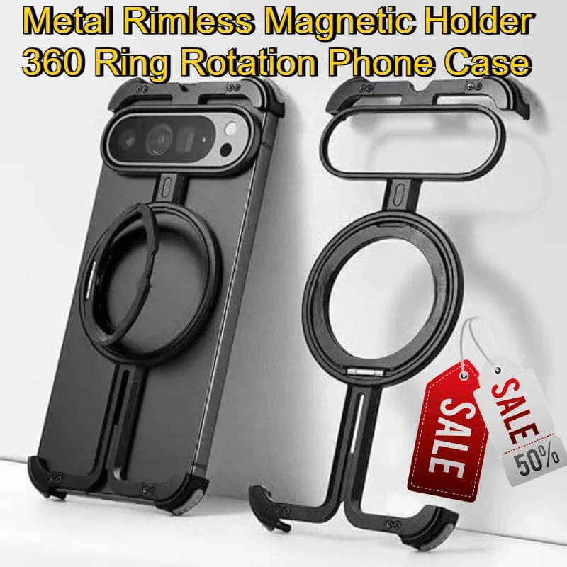 Per Google Pixel9pro XL Fold Design semplice Custodia protettiva antiurto Supporto magnetico senza montatura in metallo Custodia per telefono con rotazione a 360 gradi