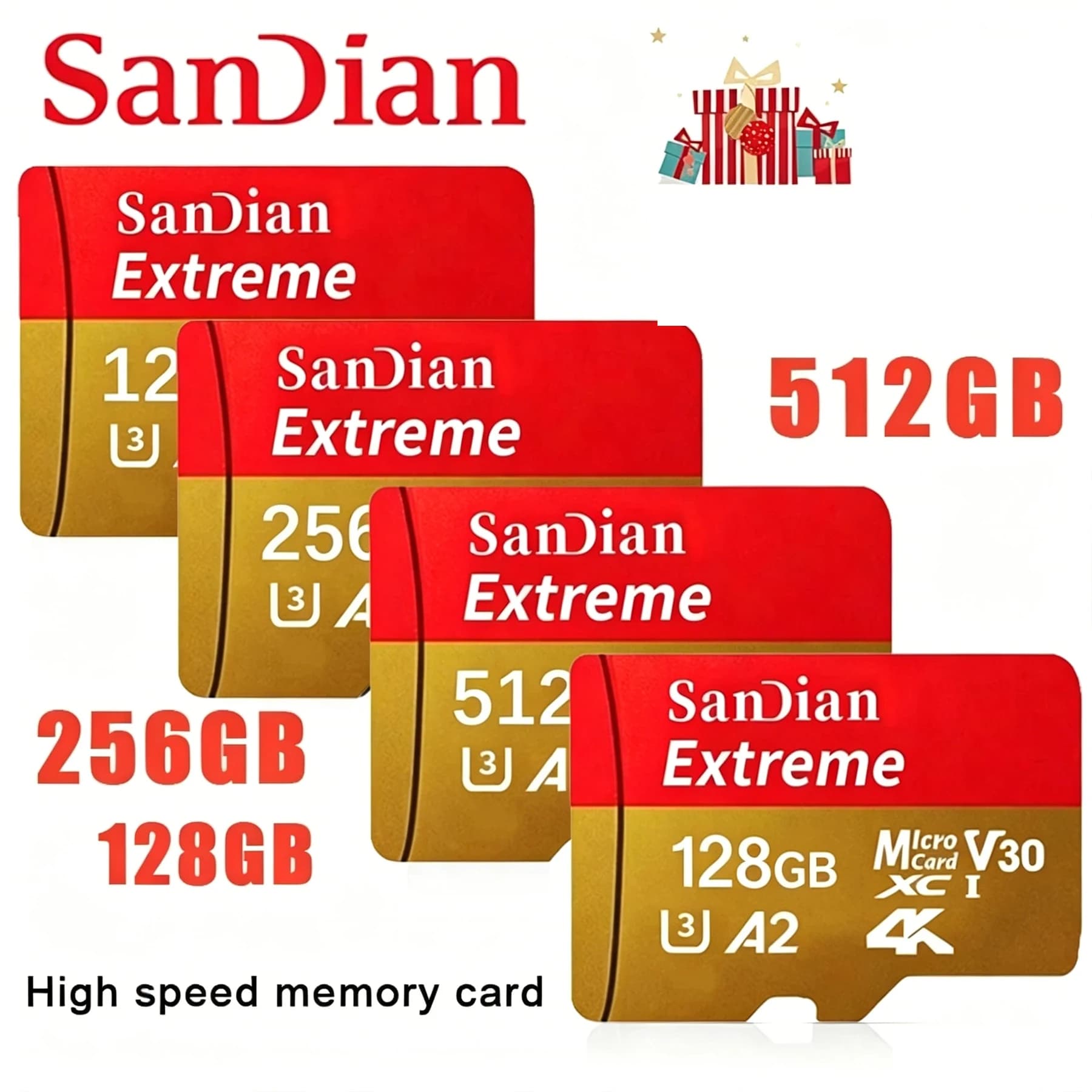 2026 Hot Sale Micro TF SD Card V30 Class10 High Capacity Flash Memory Card Multiple Sizes for Office Computer/Monitoring/Phones