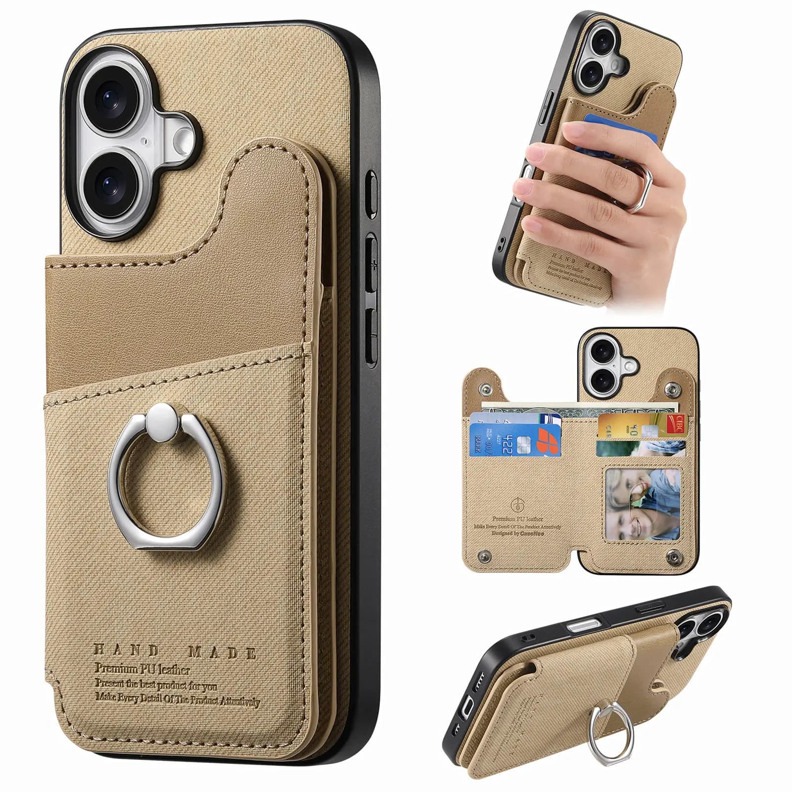 Custodia a portafoglio con anello per dito per Samsung Galaxy A54 A34 A24 A14 A04 A04E A04S RFID Blocco 5 carte Slot Holder Anti Goccia Copertura del telefono